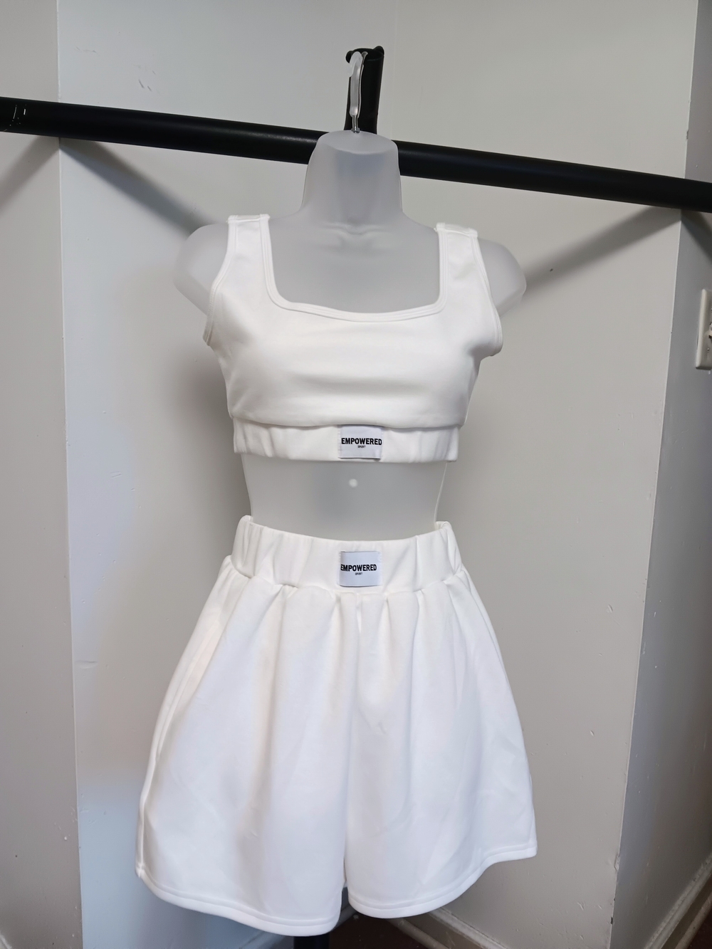 New White Crop Tank & Shorts Set (Small)